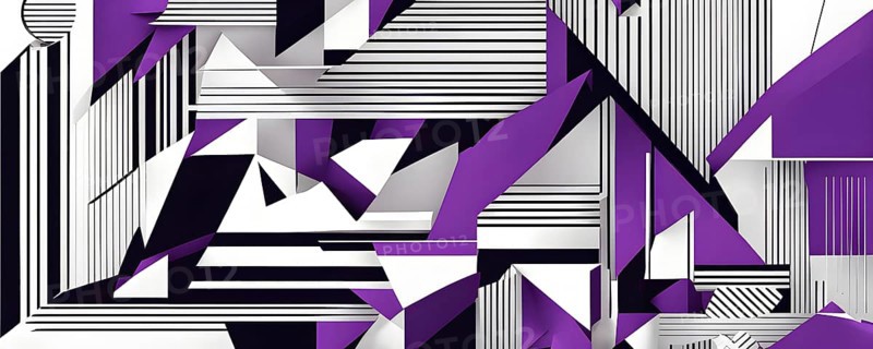 Minimalist illustration featuring abstract shapes in purple color accent symbolizing fun and ease, AI generated