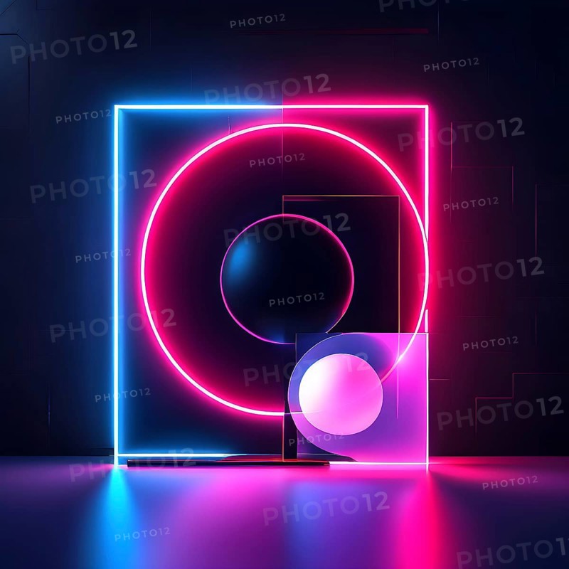 Abstract minimalist illustration theme in vibrant neon color accents symbolizing fun and ease, AI generated
