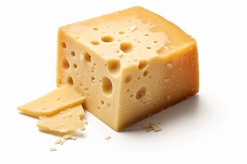 Block of cheese on white background. KI generiert, generiert AI generated