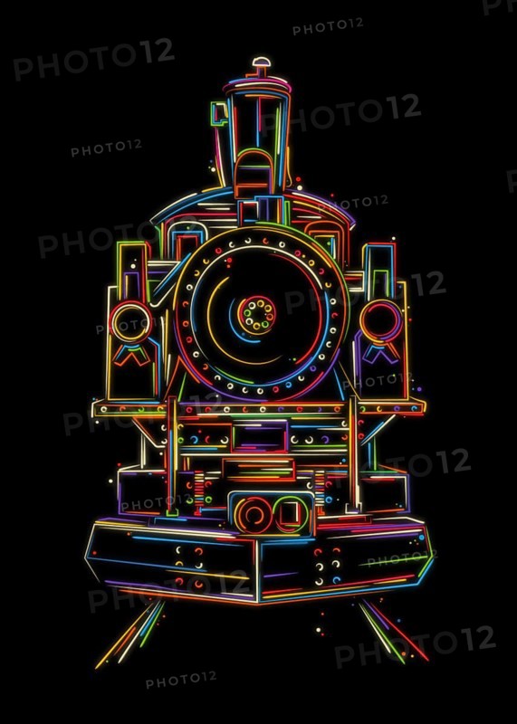 Steam engine, vintage locomotive hand drawn colored vector