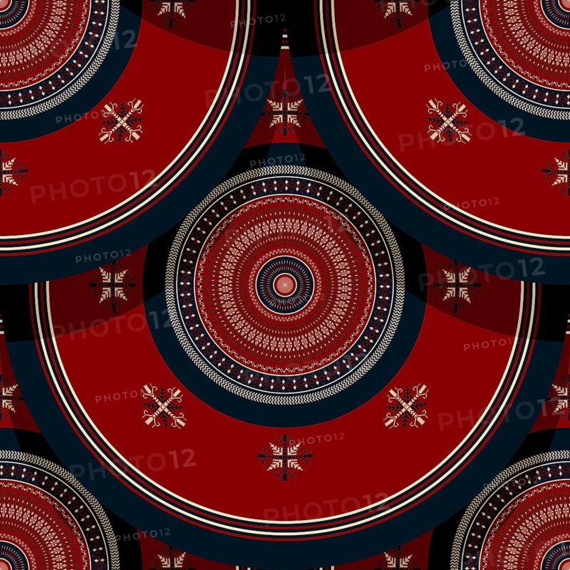 Seamless Latvian embroidery circular pattern, vector template for your design