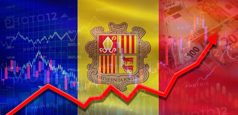 Andorra financial growth on market graph. Andorra economic growth on financial graph
