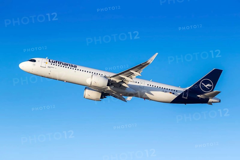 A Lufthansa Airbus A321neo aircraft with the registration D-AIEJ at the airport in Munich, Germany, Europe