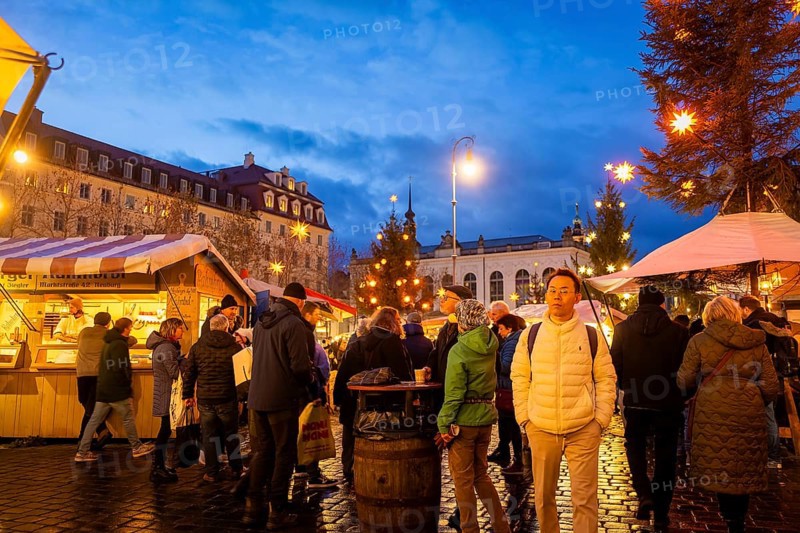 The historic Christmas market on the Neumarkt in front of the Church of Our Lady, Dresden, Saxony, Germany, Europe