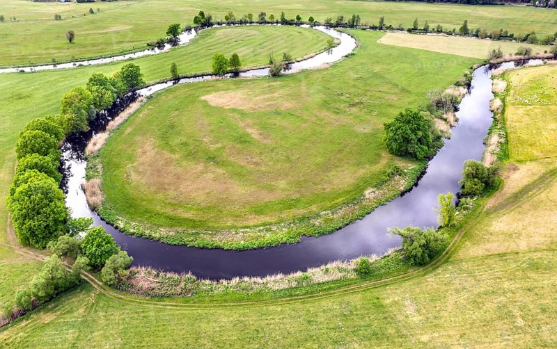 Aerial photo, natural course of the Spree, Mönchwinkel, 16 05 2023