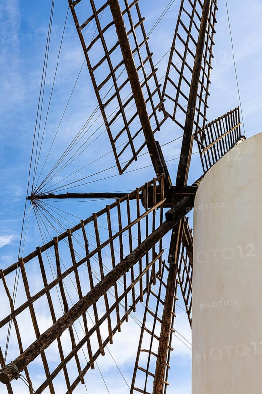Historic windmill in Eivissa, Ibiza Town, Ibiza, Balearic Islands, Mediterranean Sea, Spain, Europe
