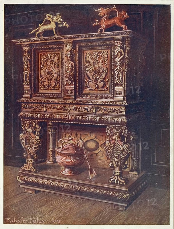 Furniture around the turn of the century 1900, Sideboard in bourgouignon style with carvings (1910, 1911), Carved bourgouignon credenze (1910, 1911) .jpg