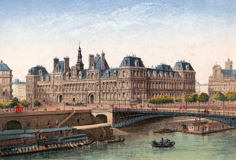 Hotel de Ville, City Hall, Paris in the 19th century, France, Historical, digitally restored reproduction from a 19th century original, Record date not stated, Europe