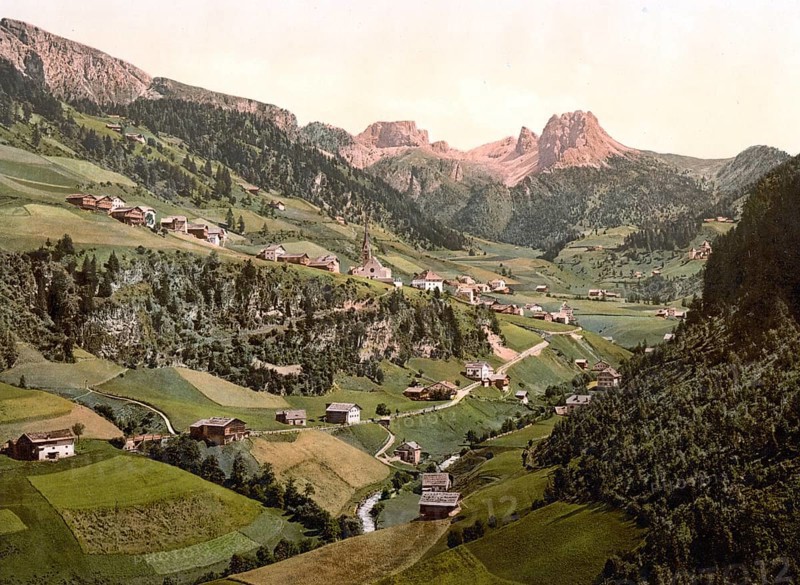 St. Christina in Gröden, Val Gardena, Grödental formerly Tyrol, Austria-Hungary, today South Tyrol, Italy, Historical, digitally restored reproduction from a 19th century original, Record date not stated, Europe