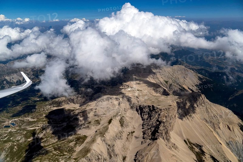 Pic de Bure, IRAM interferometer, French Alps, Plateau de Bure, telescopes, millimetre radiation, observatory, Institut de Radioastronomie Millimétrique, IRAM, interferometer, Max Planck Society, science, research, space, astronomy, aerial photo, France, Europe