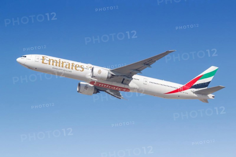 An Emirates Boeing 777-300ER aircraft with the registration number A6-EPK at Dubai Airport, United Arab Emirates, Asia