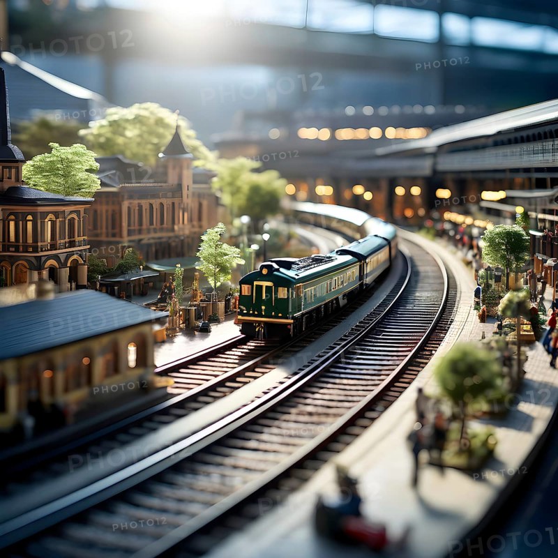Scale model of a railway station, AI generated