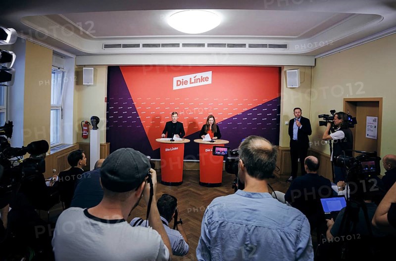 Janine Wissler, Chairwoman of the Left Party, and Martin Schirdewan, Chairman of the Left Party, at a press conference in Berlin, 19 August 2024