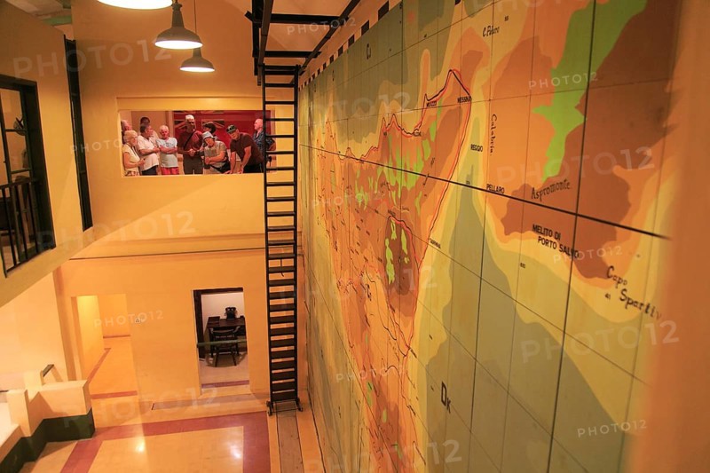 Wartime map planning invasion of Sicily, Lascaris War Rooms underground museum, Valletta, Malta, Europe