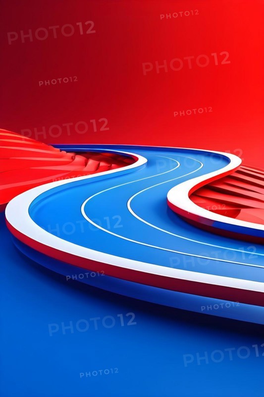 Series of vertical staggered lines suggesting the rhythm and speed of cyclists at olympic games, colors in french tricolor blue, white and red, AI generated