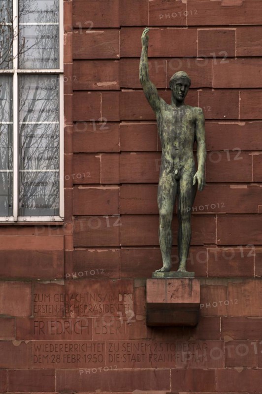 Statue, inscription for Friedrich Ebert, Frankfurt's St Paul's Church, Paulsplatz, Frankfurt am Main, Hesse, Germany, Europe