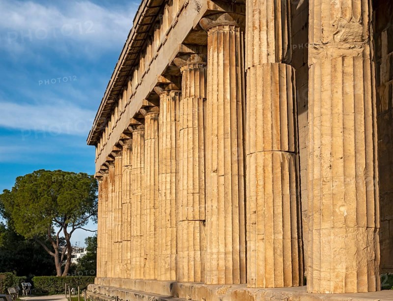 Doric colonnade of the Temple of Hephaestus, Ancient Agora of Athens, Greece, Europe