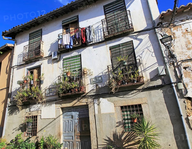 Traditional architecture of house in village of Cuacos de Yuste, La Vera, Extremadura, Spain, Europe