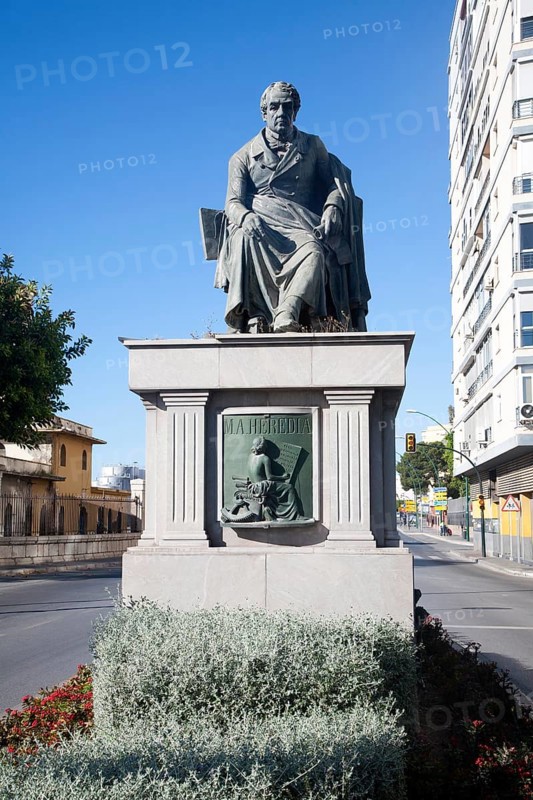 Statue of Manuel Agustin Heredia in Malaga city centre, Spain, Europe