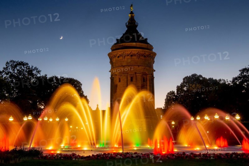 Mannheim water tower in the evening