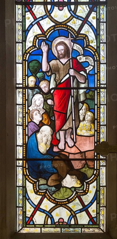 Stained glass window church of Saint John, Saxmundham, Suffolk, England, UK by Lavers, Barrand and Westlake life of John the Baptist