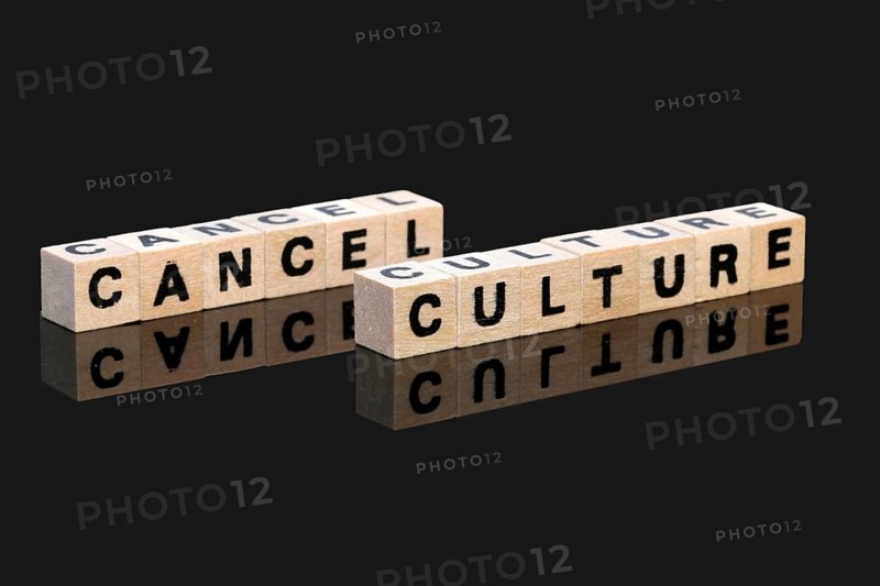 Symbolic image of the debate about the so-called Cancel Culture . Letter cubes show the words Cancel Culture against a black background