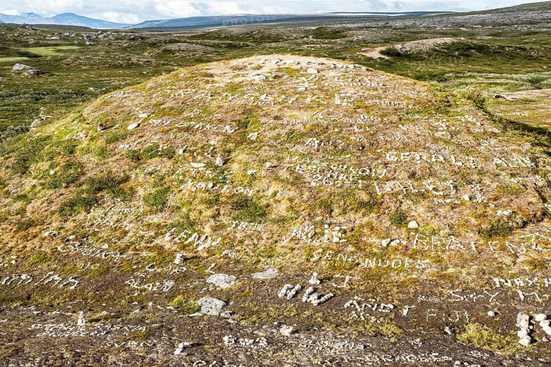 At the Polar Center, Arctic Circle at road E6, 66.33 degree north, Saltfjell, hundreds of cairns build by tourists, Nordland, Norway, Europe