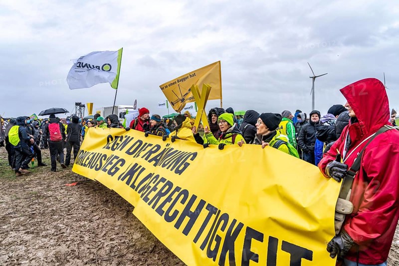 Demonstration against the demolition of the lignite village of Lützerath, from the village of Keyenberg the demonstrators marched to the edge of the Garzweiler open-cast mine and on to the rest of the village of Lützerah, Erkelenz, North Rhine-Westphalia, Germany, Europe