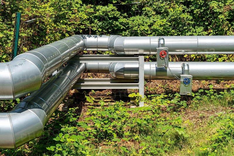 District heating Pipelines from the district heating power plant to the households with district heating Heating, hot water preparation, Bochum, North Rhine-Westphalia, Germany, Europe