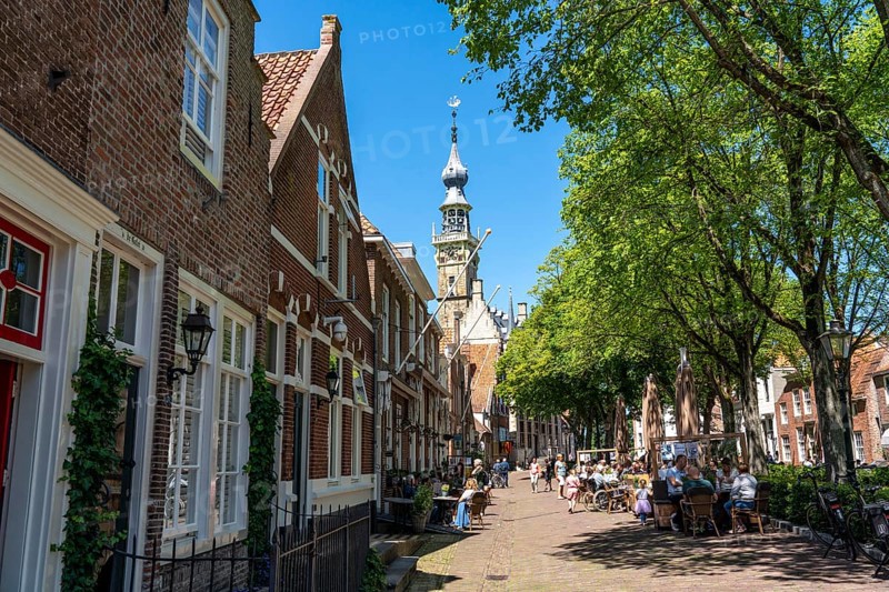 The town of Veere, province of Zeeland, the old town hall, market square, cafés and shops, old town hall, Veere Museum, Netherlands