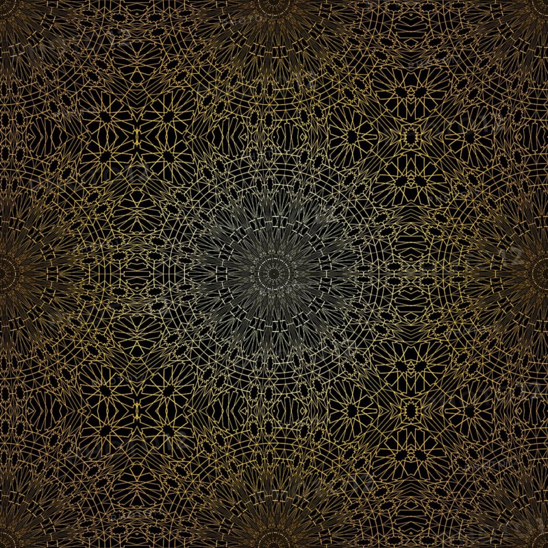 Geometric gold lace seamless pattern. Arabic tile lattice vector background.