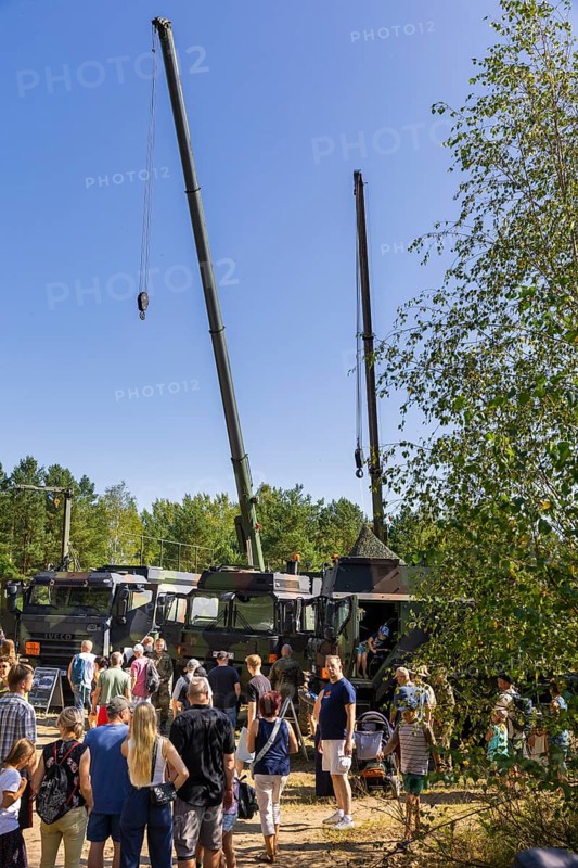 The Oberlausitz military training area opened its Tor tor to thousands of visitors for the Open Day at the Oberlausitz military training area to give them an insight behind the scenes of the Bundeswehr in Saxony. The soldiers presented a wide range of large and small equipment and gave an impressive demonstration of what they are capable of, Open Day at the Oberlausitz military training area, Weißkeißel, Saxony, Germany, Europe