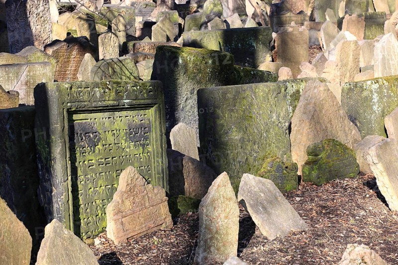 The Old Jewish Cemetery in the Josefov district is one of the most historically significant Jewish cemeteries in Europe. It contains over 12, 000 gravestones and presumably the remains of 100, 000 people, Prague, Czech Republic, Europe