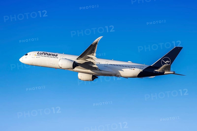A Lufthansa Airbus A350-900 aircraft with the registration D-AIXJ at the airport in Munich, Germany, Europe