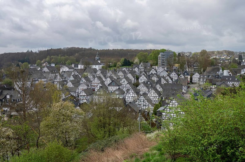Panoramic view of the historic old town, Alter Flecken, 17th century, Freudenberg, North Rhine-Westphalia, Germany, Europe