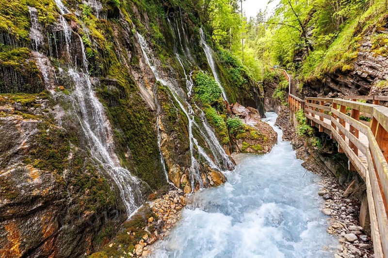 Wimbachklamm gorge in the Bavarian Alps in Ramsau near Berchtesgaden, Germany, Europe