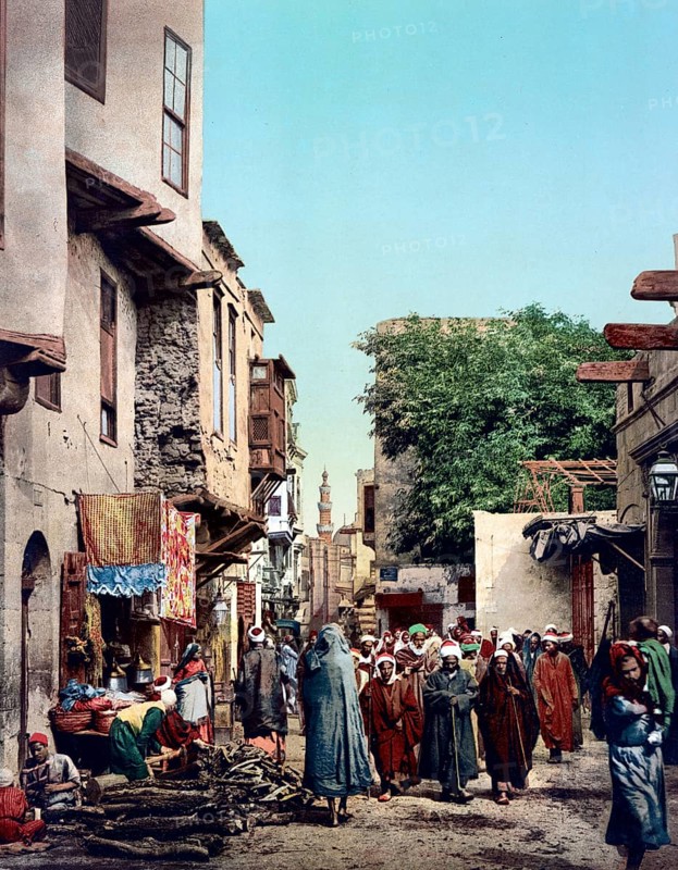 Cairo, Egypt, Arabian funeral procession, 1890, Historic, digitally restored reproduction from a 19th century original Cairo, Egypt, Arabian funeral procession, Historic, digitally restored reproduction from a 19th century original, Africa