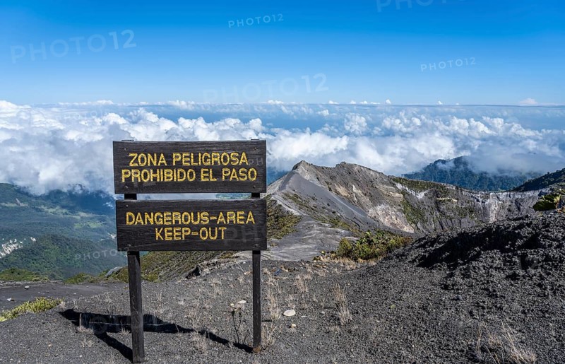 Keep Out sign, Irazu Volcano, Irazu Volcano National Park, Parque Nacional Volcan Irazu, Cartago Province, Costa Rica, Central America