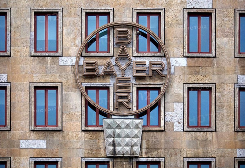 Logo of Bayer AG, agrochemical and pharmaceutical company, Leverkusen, Bergisches Land, North Rhine-Westphalia, Germany, Europe