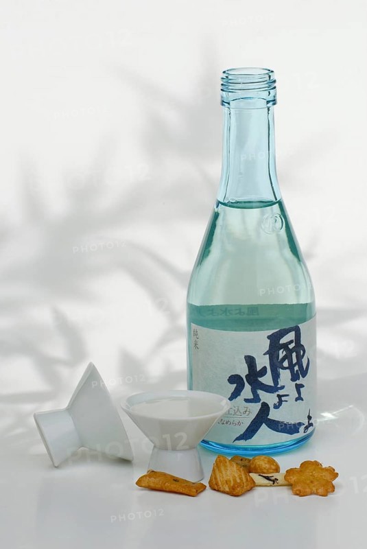 Japanese rice wine and rice crackers, sake
