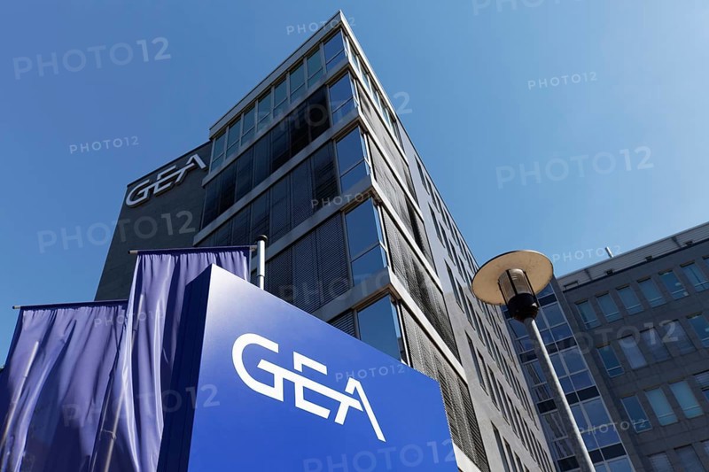 GEA Group AG, logo at headquarters, industrial group, mechanical and plant engineering, Airport City, Düsseldorf, North Rhine-Westphalia, Germany, Europe
