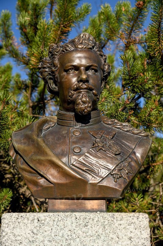 Bust of King Ludwig II, 1864-1886 King of Bavaria, at the dukedom, near Kochel am See, Upper Bavaria, Bavaria, Germany, Europe