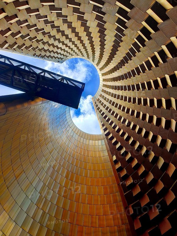 Interior view of the tower. Vulcania Park. Auvergne Volcanoes Regional Nature Park. Puy de Dome department. Auvergne. France