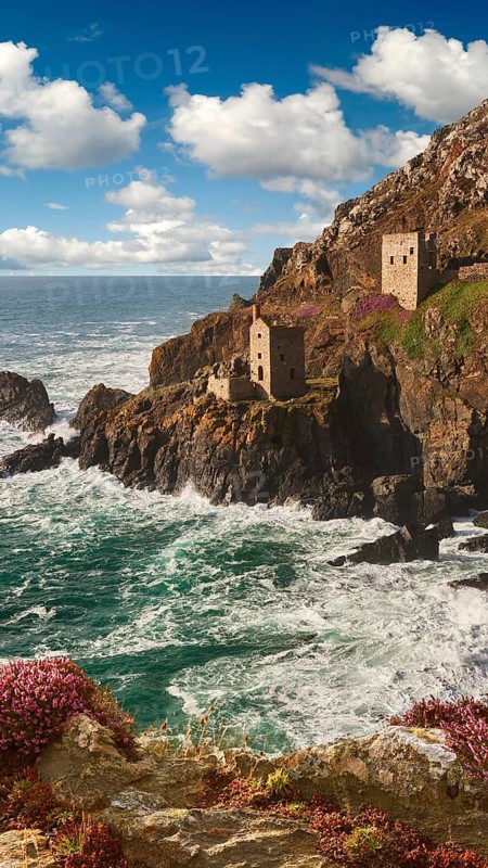 Ruined engine houses of Botallack Tin Mine, Near St Agnes, Cornwall
