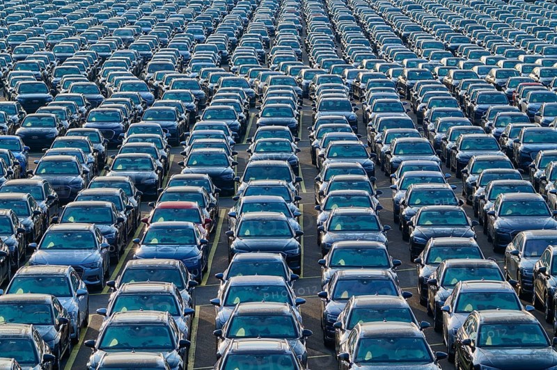 Large number of cars on assembly point, Brand Audi, Germany, Europe