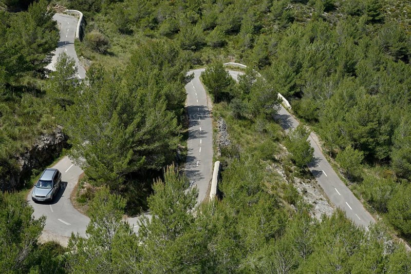 Serpentine road from Artà to the Ermita de Betlem, Parc Natural Peninsula de Llevant, near Arta, Majorca, Balearic Islands, Spain, Europe