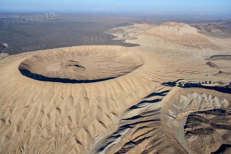 Harrat Khaybar volcanic landscape, aerial view, near Khaybar, Medina Province, Saudi Arabia, Arabian Peninsula, Asia