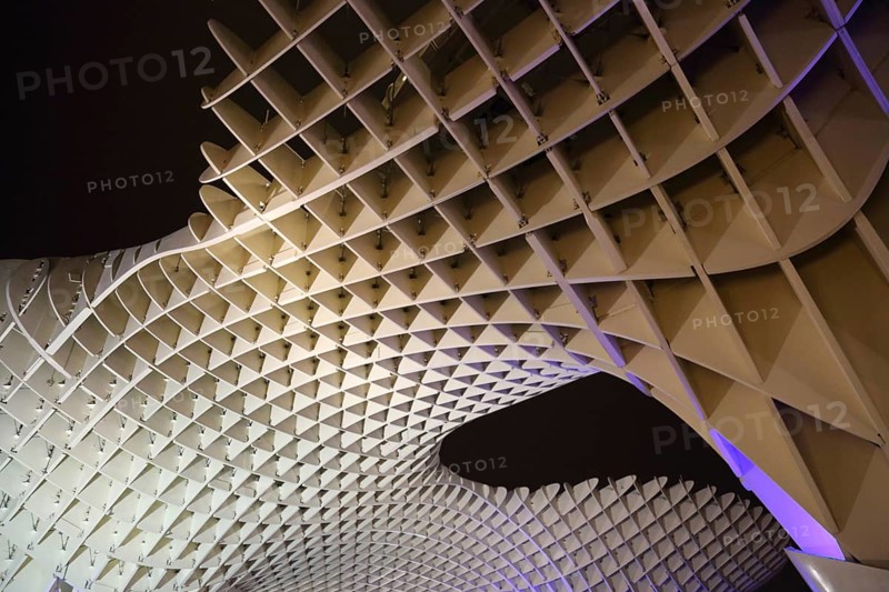 SEVILLE, SPAIN-OCTOBER 17, 2017: Metropol Parasol in Plaza de la Encarnacion, the biggest wooden structure in Europe