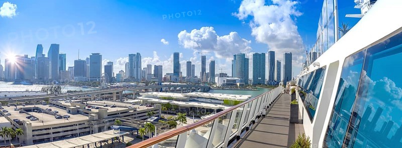 Cruise ship departing to Caribbean vacation from Miami port