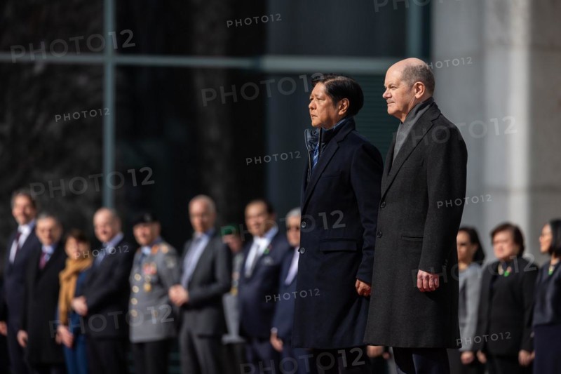 (R-L) Olaf Scholz, Federal Chancellor, and Ferdinand Marcos Jr, President of the Republic of the Philippines, pictured during a joint meeting in Berlin, 12 March 2024